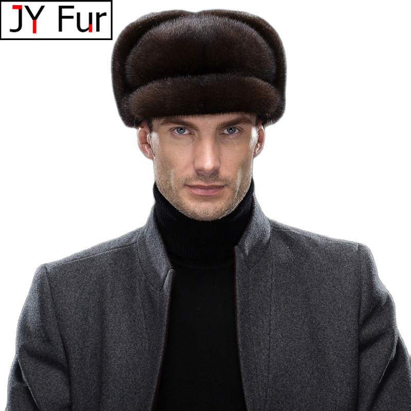 

Winter Hat For Men Genuine Mink Fur Cap Male Thick Warm Winter Fur Hat Husband Gift Caps Quality Top Hat Headgear Beanie Beret