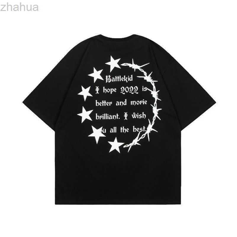 

stussys Original American Retro Thorn Letter Printed Short Sleeve T-shirt for Men and Women Summer 2022 New Couple Top Trend, White 260g