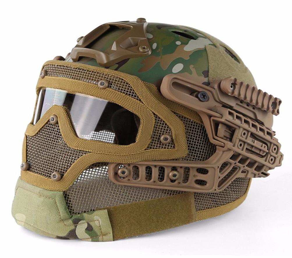 

FAST Tactical Helmet BJ PJ MH ABS Mask with Goggles for Airsoft Paintball WarGame Motorcycle Cycling Hunting2713056, Blue