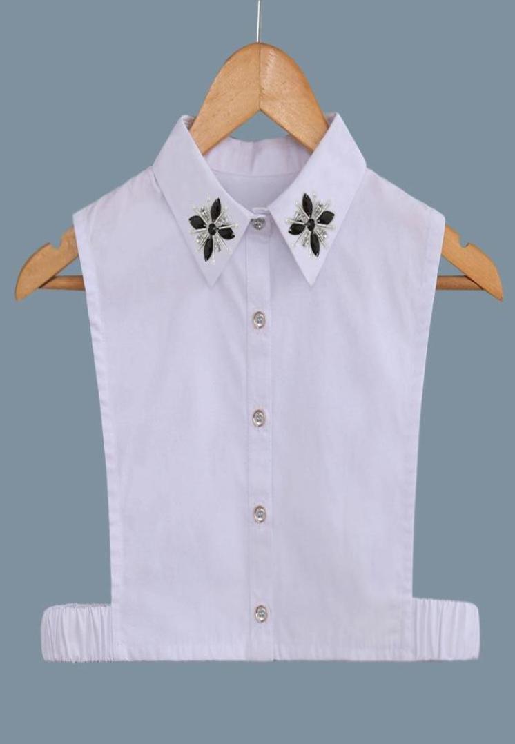 

Bow Ties Women White Lapel Fake Collars Solid Color False Collar Button Half Shirt Detachable Ladies Nep Kraagie1654176