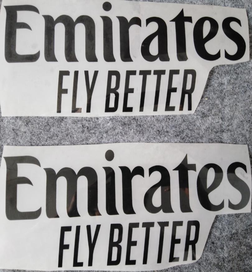 

EMIRATES FLY BETTER stamping front sponsor logos stickers printing armlets football badges printed armband black impressed soccer 8535002