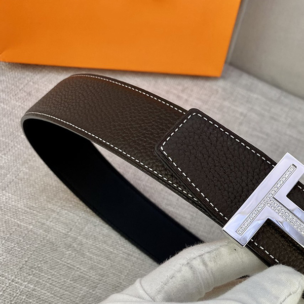 

H belt 38MM man belt designer real calfskin made of titanium steel gold-plated brushed process can Luxury brand diamond crystal official reproductions 003