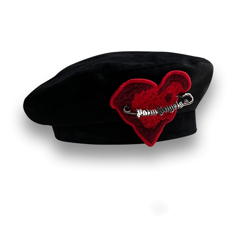 

2023 Brand Designer Vintage Heart Pin Beret Hat Women Autumn Winter Japanese Style Lady Cap for Party