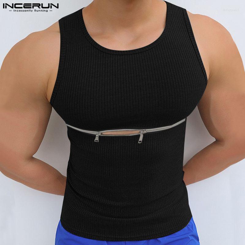 

Men's Tank Tops INCERUN 2023 Men Zipper Solid Color Streetwear O-neck Sleeveless Summer Vests Skinny Stylish Casual Clothing S-5XL, Pink