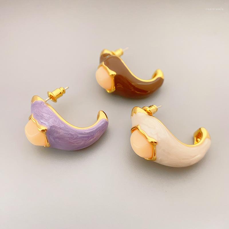 

Dangle Earrings 2023 925 Sliver Trend Enamel Irregular C-type Stud For Women Glaze Geometric Fold Earring Wedding Jewelry Gift