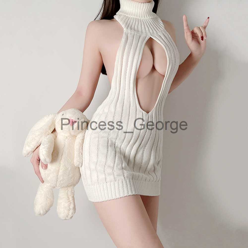 Party Dresses Lenceria sensual vestido Sexys mujer Mini Sweater Dress For Women Sexy Night Sex Erotic Lingerie Halter Backless Dresses Clothes x0-image-881066575
