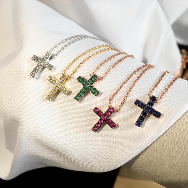 

Chains High Quality Simple Cross Rose Gold Silver Color Necklace For Women Fashion Jewelry LN019