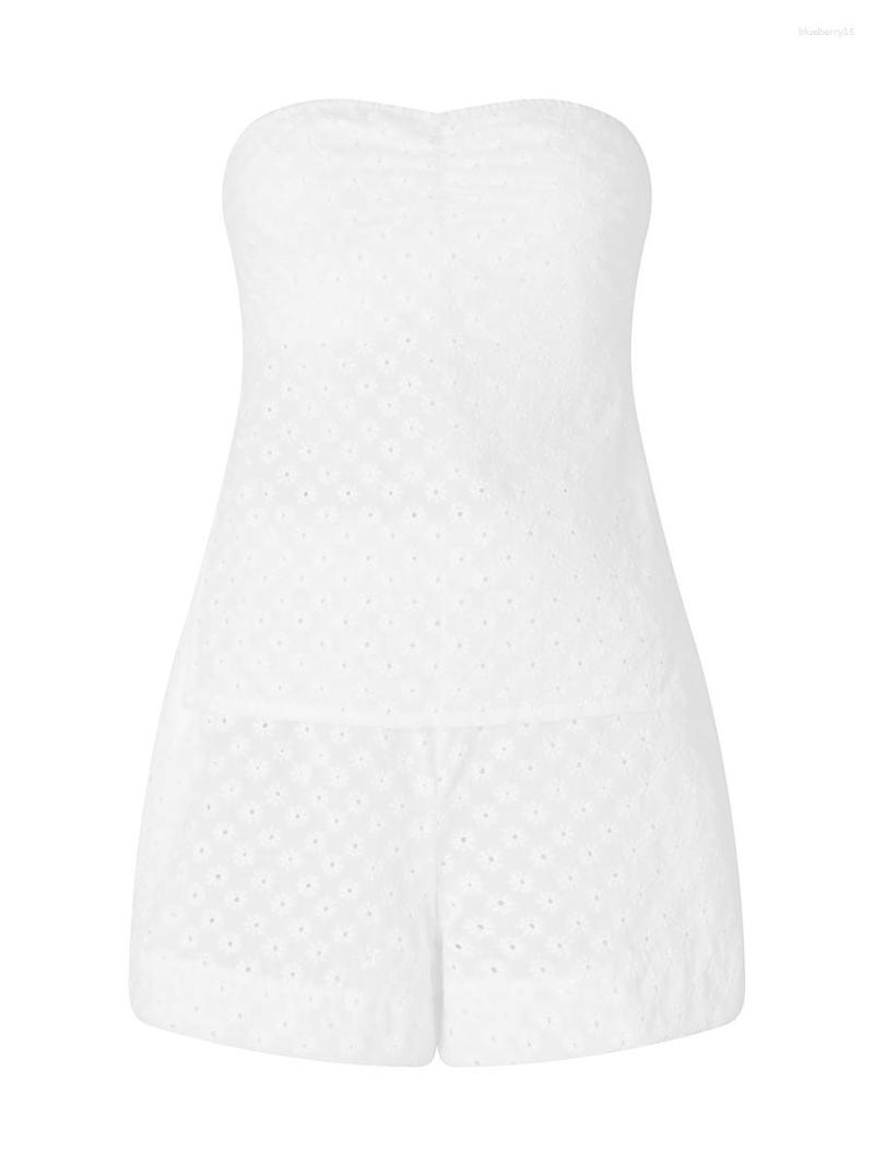 

Women' Tracksuits Women' Summer 2023 2PCS Outfit Sets Sleeveless Off Shoulder Bandeau White Casual Floral Shorts