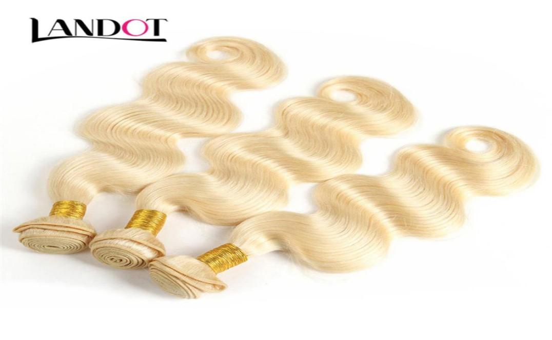 

9A Bleach Blonde Color 613 Brazilian Virgin Hair Weave Bundles Body Wave Peruvian Malaysian Indian 100 Human Hair Extensions Can966314330, Ombre color