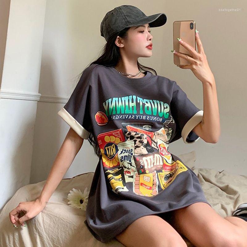 

Women' T Shirts Women Clothing Y2K High Street Fashion Tunics Summer Short Sleeve Oversized Chic Tees, Grey