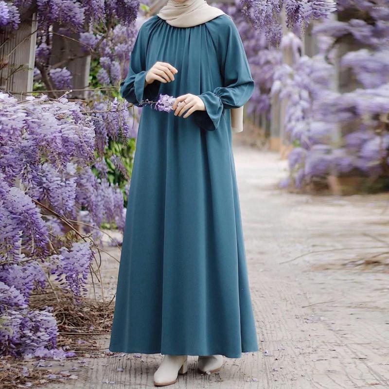 

Casual Dresses Saudi Arabic Eid Party Dress Women Modest Abaya Petal Sleeve Morocco Caftan Dubai Ramadan Abayas Vestido Kaftan Robe 2023, Blue