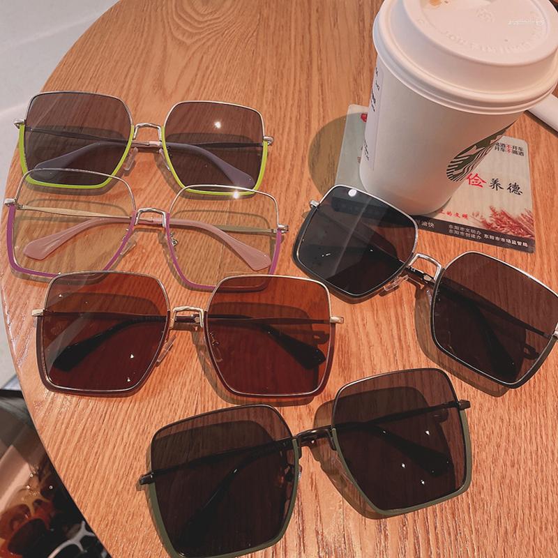 

Sunglasses Korean Style Fashion Big Frame For Women Ladies Metal Trend Plain Sunscreen Anti-ultraviolet