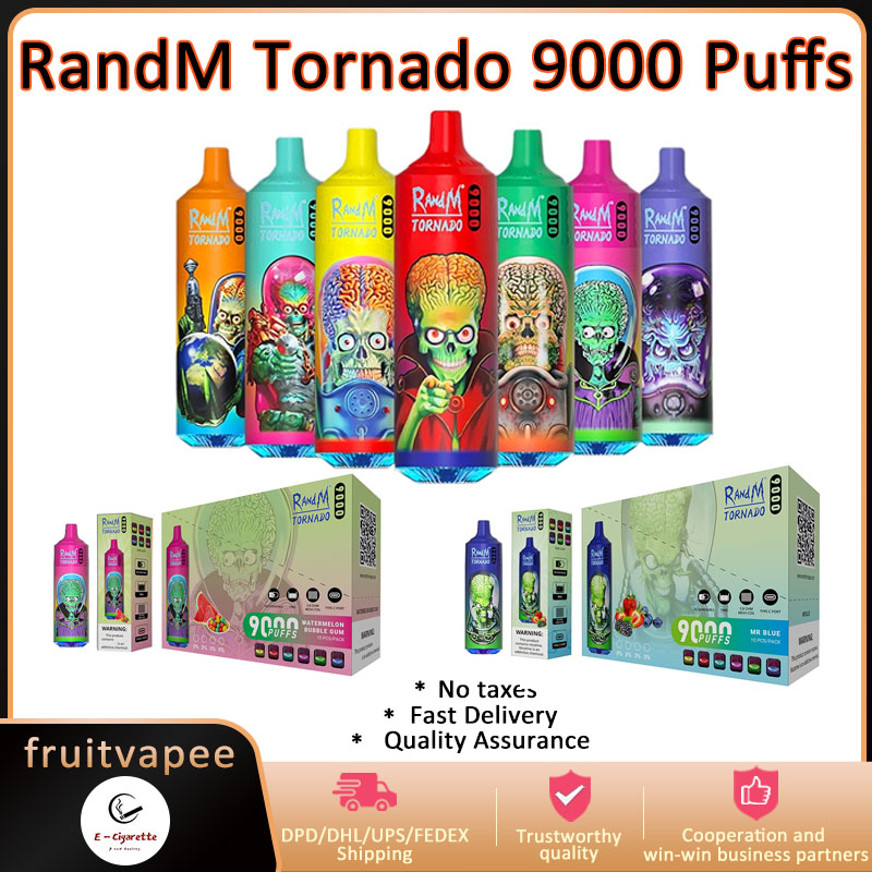 

Original RandM Tornado 9000 Puffs Disposable E cigarettes Features 18ml Vape 2/3/5% Rechargeable 850mAh Integrated Battery Associated 43 Flavors Available