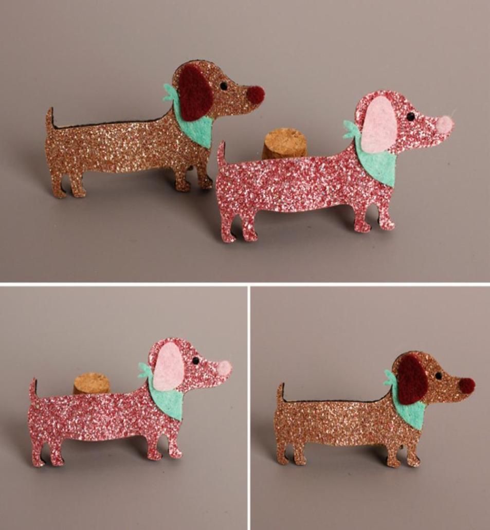 

New 20pcs Lucky Hairpins Glitter Felt Animals Khaki Pink Lovely Dog Girls Hair Bows Kids Hair Clip Prince Barrettes2239356, Red