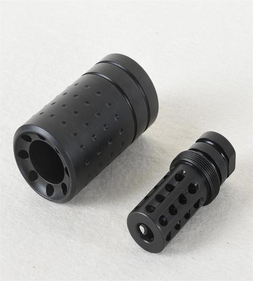 

High Quality Steel reducing impact Muzzle Brake CNC 223556 12x28 thread muzzle brake with outer sleeve6337519, Black