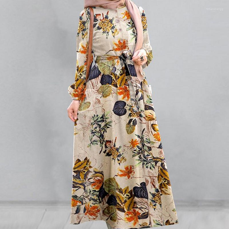 

Ethnic Clothing Italian Fashion Abaya Printing Retro Ramadan Dress Muslim Women Long Dubai Arab Islamic Evening