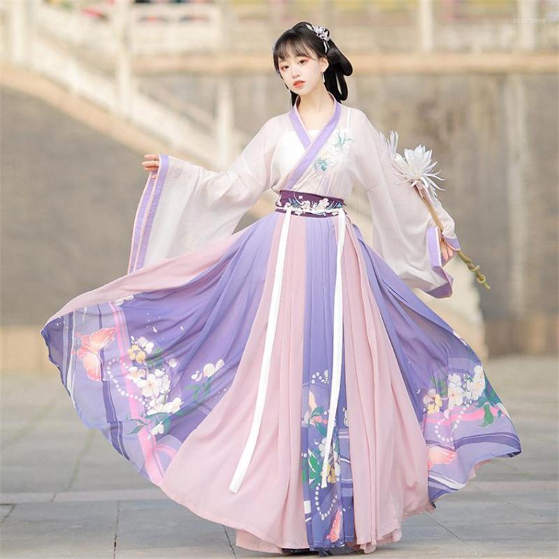

Stage Wear Chinese Woman Dress Hanfu Ancient Traditional Fairy Embroidery Flok Dance Costume Retro Tang Dynasty Elegant Performance, Color1
