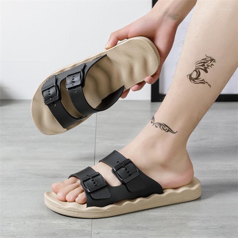 

Slippers For Men Beach Mens Shoes Large Size Man Slides Round Toe Slipper Summer Outdoor Buckle Strap Shoe Non-slip Pantuflas, Khaki