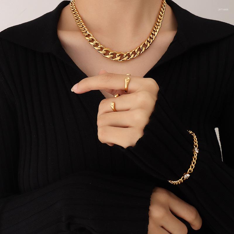 

Chains Niche Cold Wind Thick Chain Personality Necklace Clavicle 18K Gold Plated