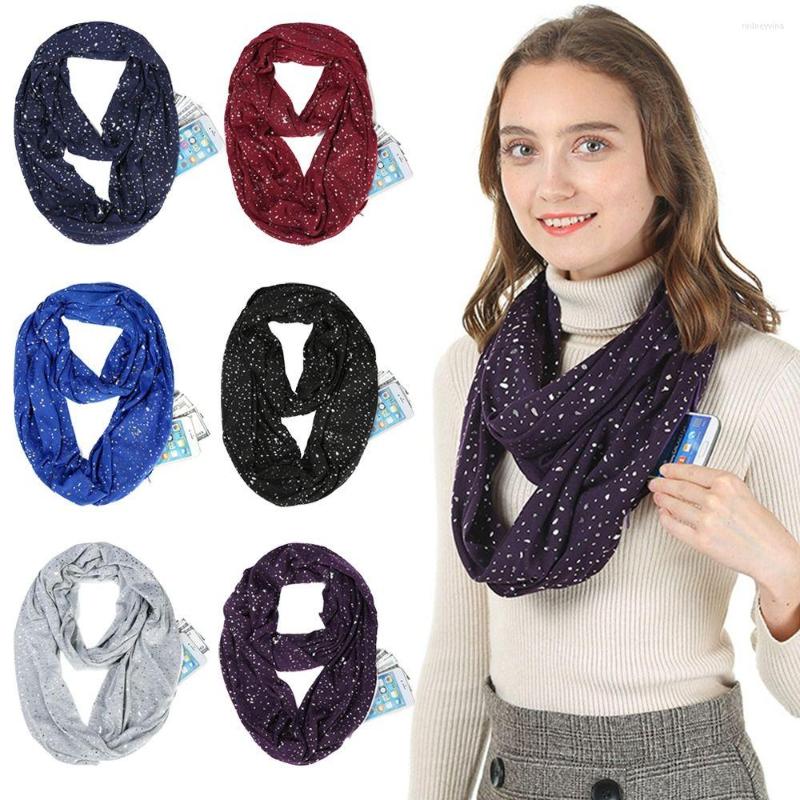 

Scarves Fashion Wraps Neck Warmer Shawl Bib Hidden Zip Pocket Circle Loop Infinity Scarf