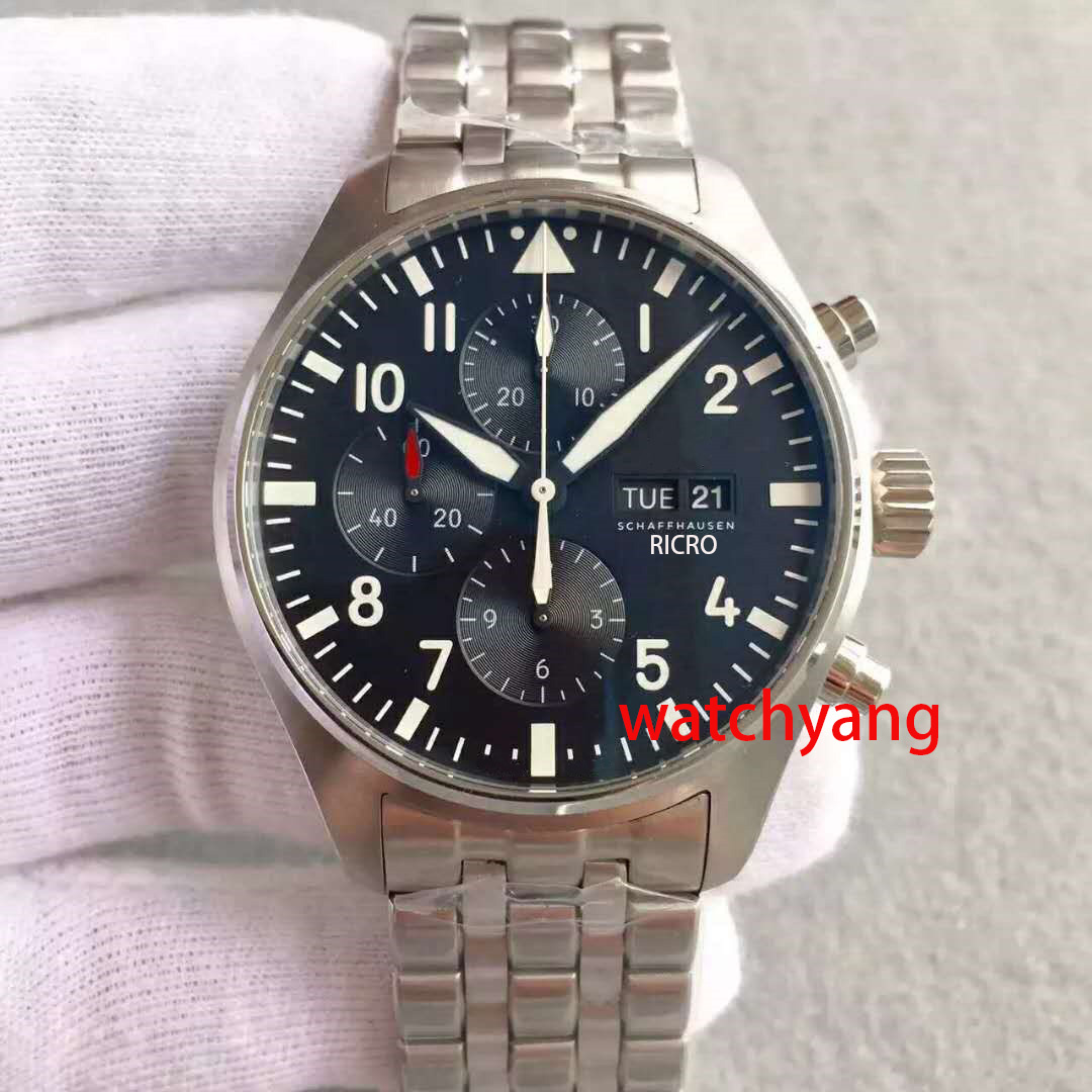 

Luxury men's Watch ZF V2 Chronograph Edition ETA7750 Automatic Men's Watch 377709 Little Prince Steel case black dial digital sapphire mirror sports Watch, Box