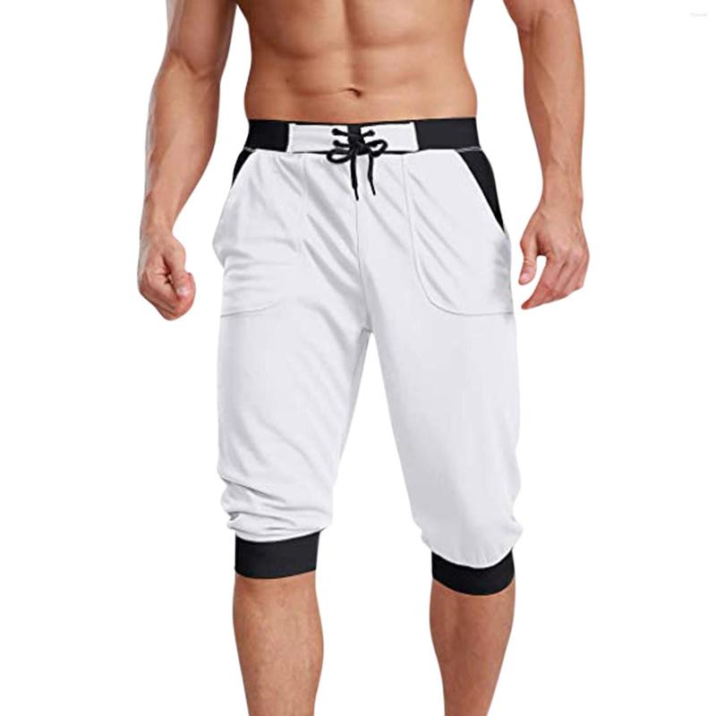 

Men's Shorts Men Casual Sportswear Short Colorblock Elastic Mid Waist Drawstring Sports With Pocket For 2023, Black