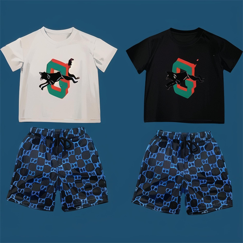 

Designer Kids T-shirt shorts 2 piece set high quality fabric brand Alphabet Kids Summer wear for boys and girls a34, White