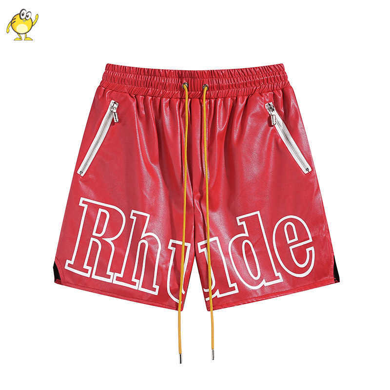 

Men's Shorts 2023 Year New RHUDE PU Leather Woman 1 Best Quality Casual Simple Letter Printed Pocket Zipper BriefcaseAIC2