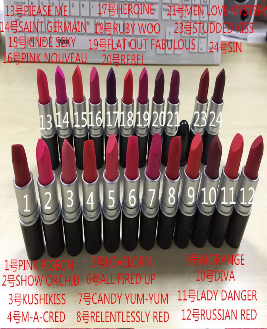 

top quality 24 colors M perfect Makeup Luster Lipstick Matte Lipstick 3g lipstick DHL 1163878, Mixed color