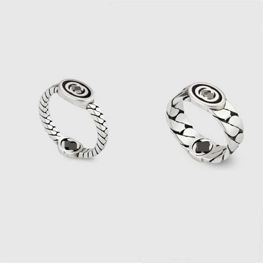 

2023 Personalized Gujia 925 Sterling Silver Double Black Dropped Enamel Ring G Family Men's and Women's Ins Style