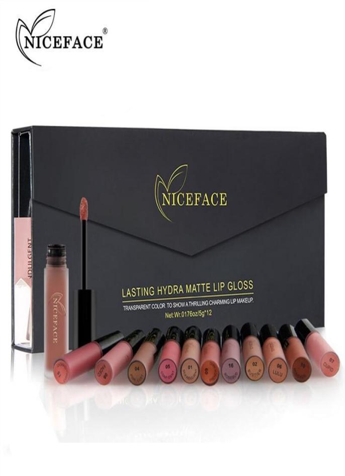 

NICEFACE 12 Colors Lip Gloss Matte Liquid Lipstick Sexy Paint Waterproof Longlasting Hydra Lips Makeup Kit9284796, Mixed color
