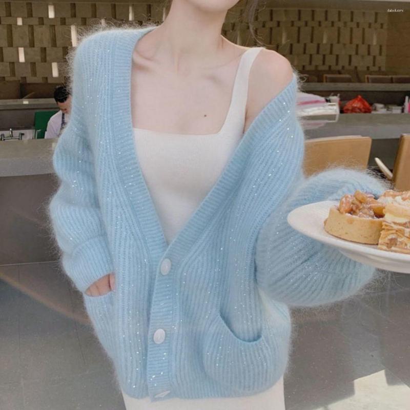 

Women' Knits 2023 Spring Autumn Women Loose Knitted Cardigans Female Solid Color Sweater Jackets Ladies Long Sleeve Casual Outwear D334, Xinse