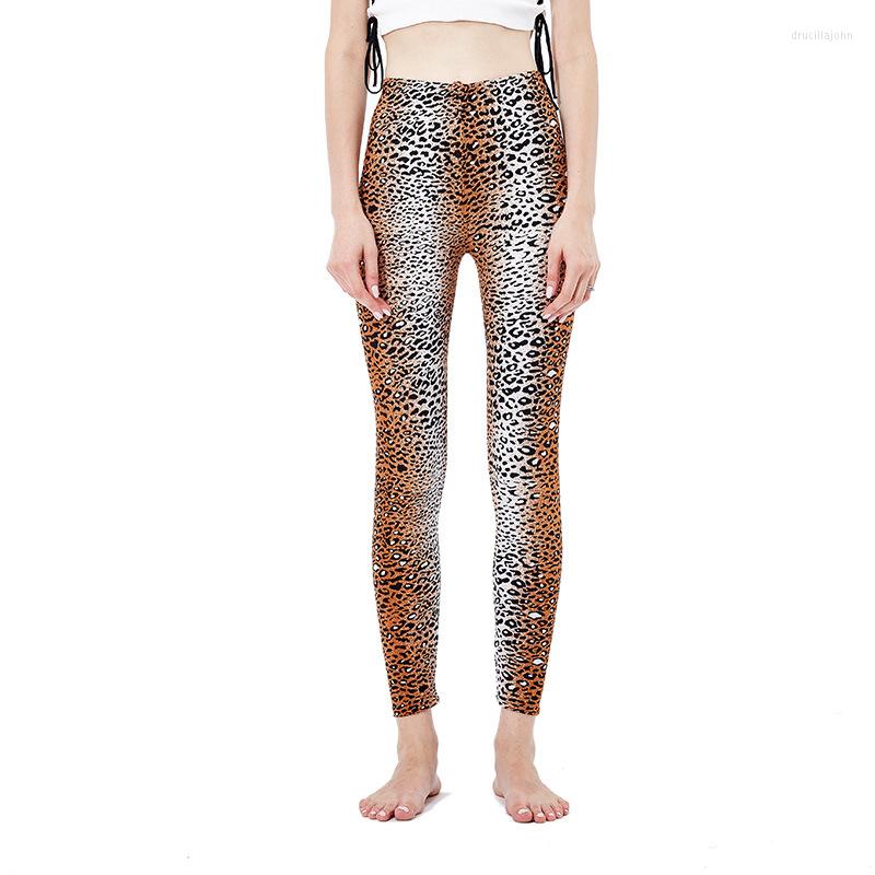 

Women' Leggings LJCUIYAO Women High Waist Leopard Print Pattern Skinny Workout Pencil Pants Ladies Stretch Running Polyester Trousers, Pd02 white leopard