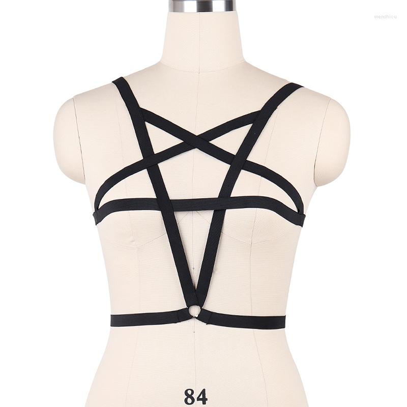 

Garters HANAERNES Pastel Goth Women's Body Harness Cutout Adjustable Black Bra Punk Five Stars Collocation Strap Shirt Clothes, Hana-o119