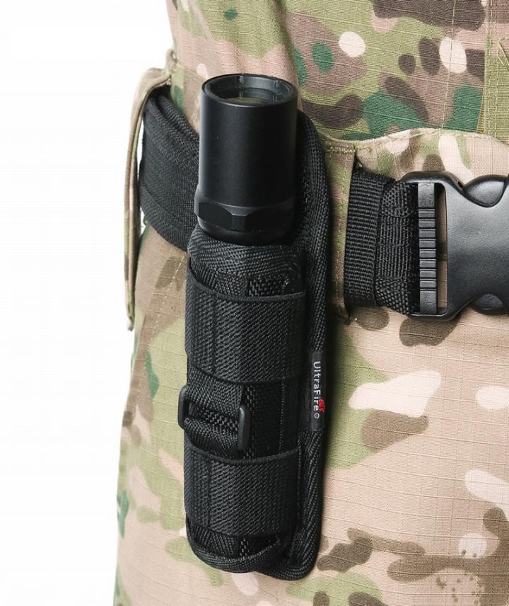 

Flashlight Bag Pouch Belt Holster for tactical Torch Case Cover with 360 Degrees Rotatable Clip2100290, Black