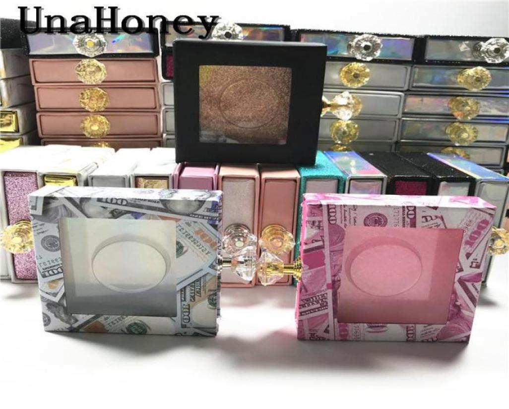 

10pcs Crystal Handle NEW 25mm False Eyelashes Packaging Box Lash Boxes Fake 3d Mink Lashes Glitter Case Empty1164720
