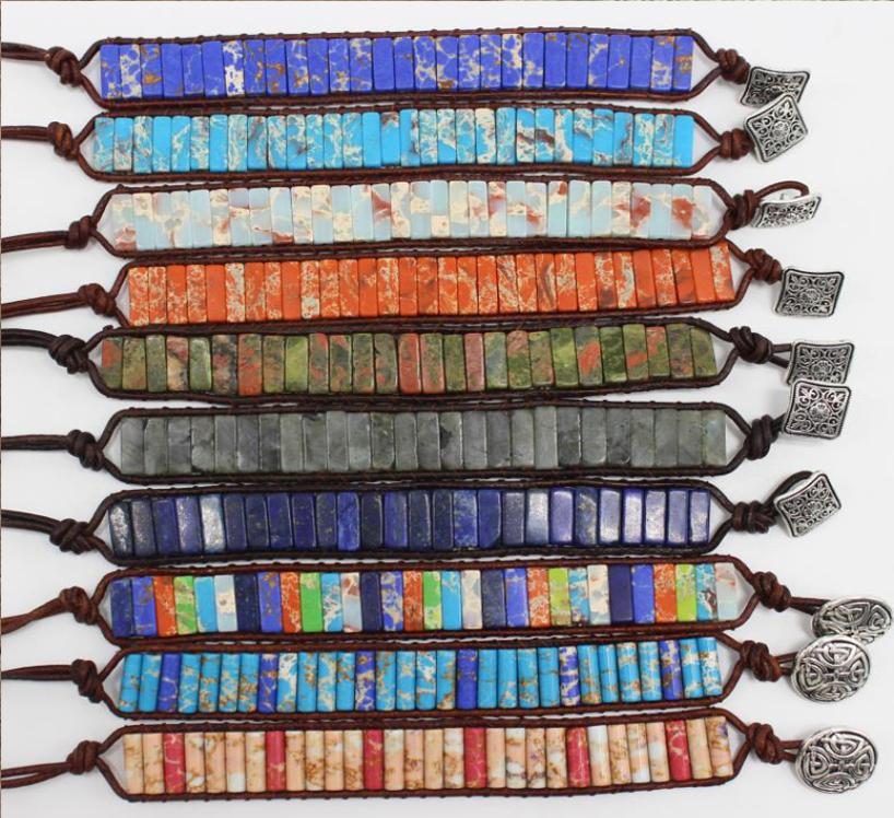 

2020 Chakra Bracelet Natural Stone Handmade Leather Bracelet Boho Simple Jewelry Couple Bracelets Reiki Healing Gemstone Yoga Brac5166928