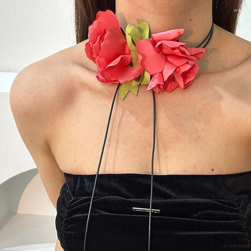 

Choker 2023 Handmade Fabric Flower Necklace For Woman Holiday