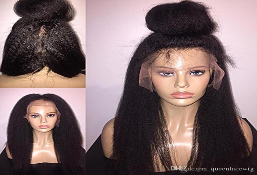 

High Quality Soft 1b Black Long Kinky Straight Lace Front Wigs Heat Resistant Glueless Synthetic Lace Front Wigs for Black Women5121560, Dark brown