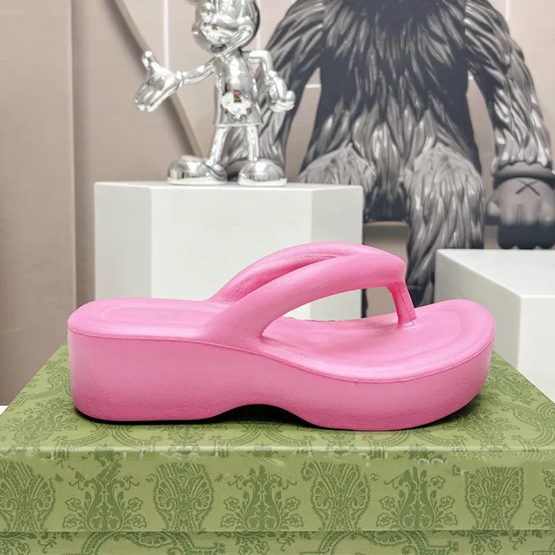 

5A Women Designer Slides Luxurys Sheepskin Slippers Fashion Spring Summer Explosion Muffin Sandals Flip-flops Wobble Non-slip Thick Bottom 5cm Imported, Black