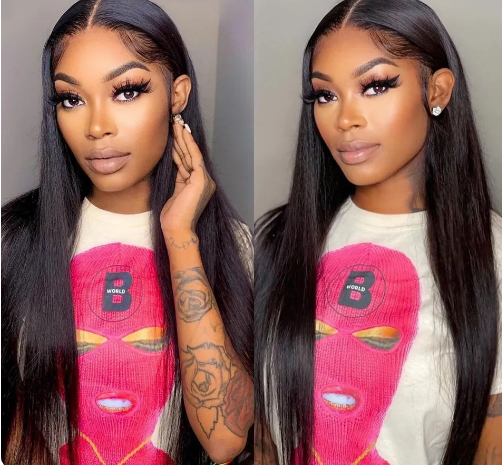 

Lace Frontal Wig 26 inch Bone Straight Human Hair Wigs 13x4 Transparent Lace Front Wigs Human Hair Lace Closure Wigs, Natural color