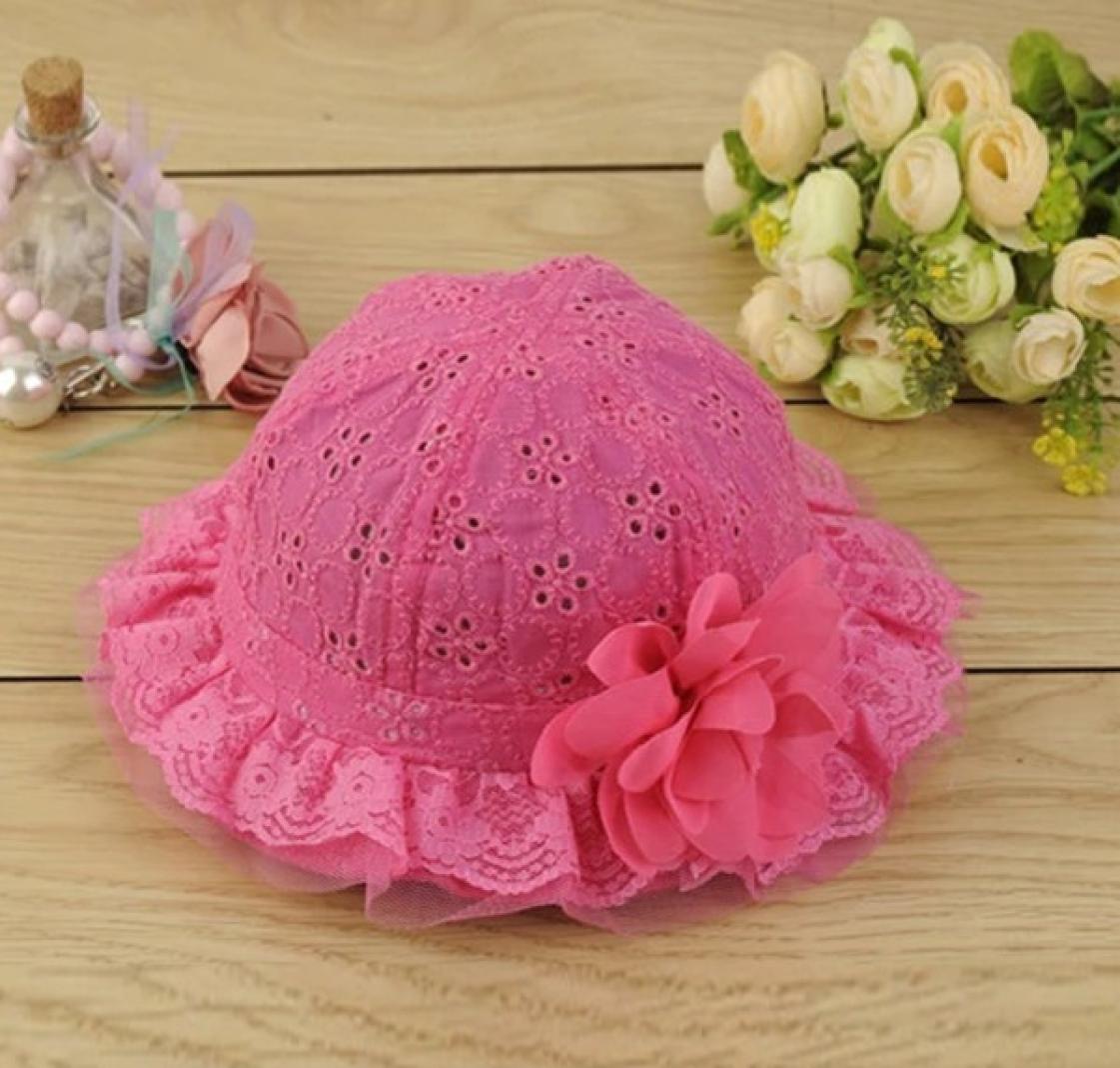 

Hair Accessories Kids Baby Newborn Sun Cap Outdoor Lace Floral Summer Beach Bucket Flower Hat2185748, Red