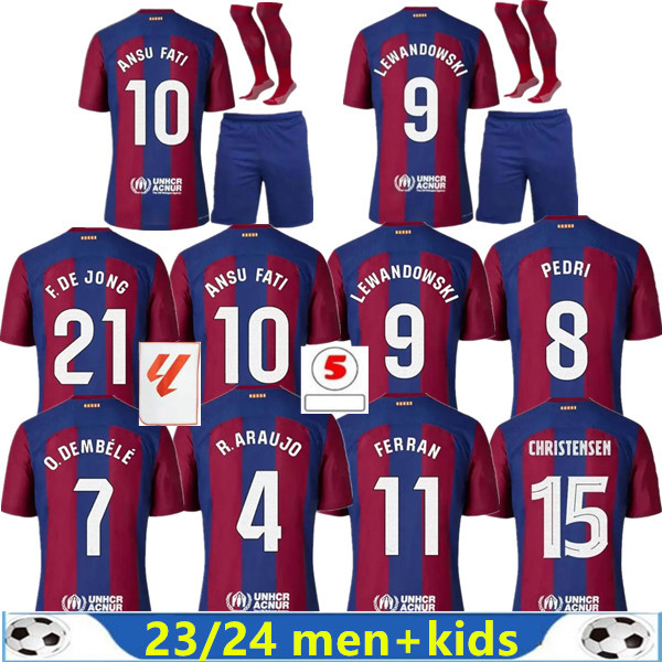 

23/24 Camisetas de football barcelona soccer jerseys LEWANDOWSKI PEDRI GAVI 2023 2024 FC ANSU FATI FERRAN RAPHINHA DEST football shirt men barca kit kids equipments, 23/24 home kids