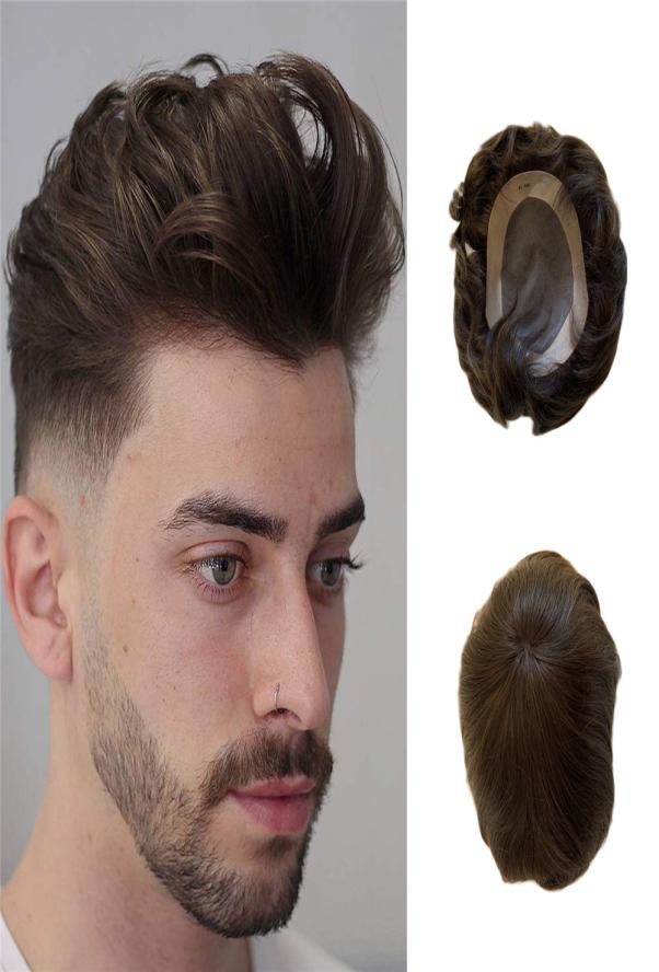 

Hair Replacement Systems Mono Lace PU Indian Remy Hair Toupee Mens Hair Piece wig7287556, Light brown