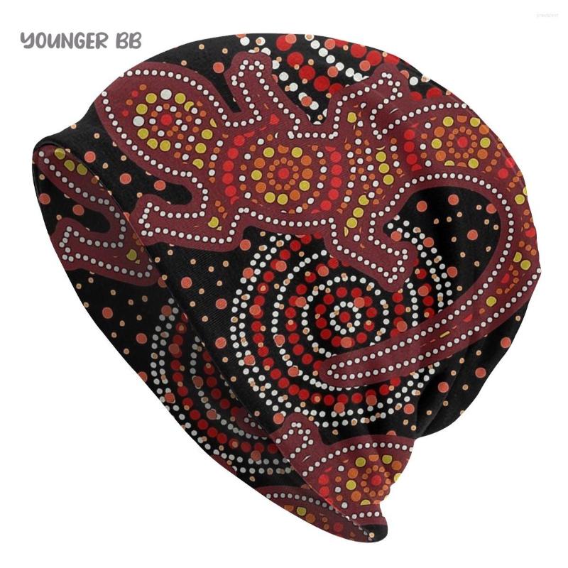 

Berets Aboriginal Dot Men Women's Beanie Hats Art Knitted Hat Hip Hop Earmuff Bonnet Street Skullies Beanies, Gray