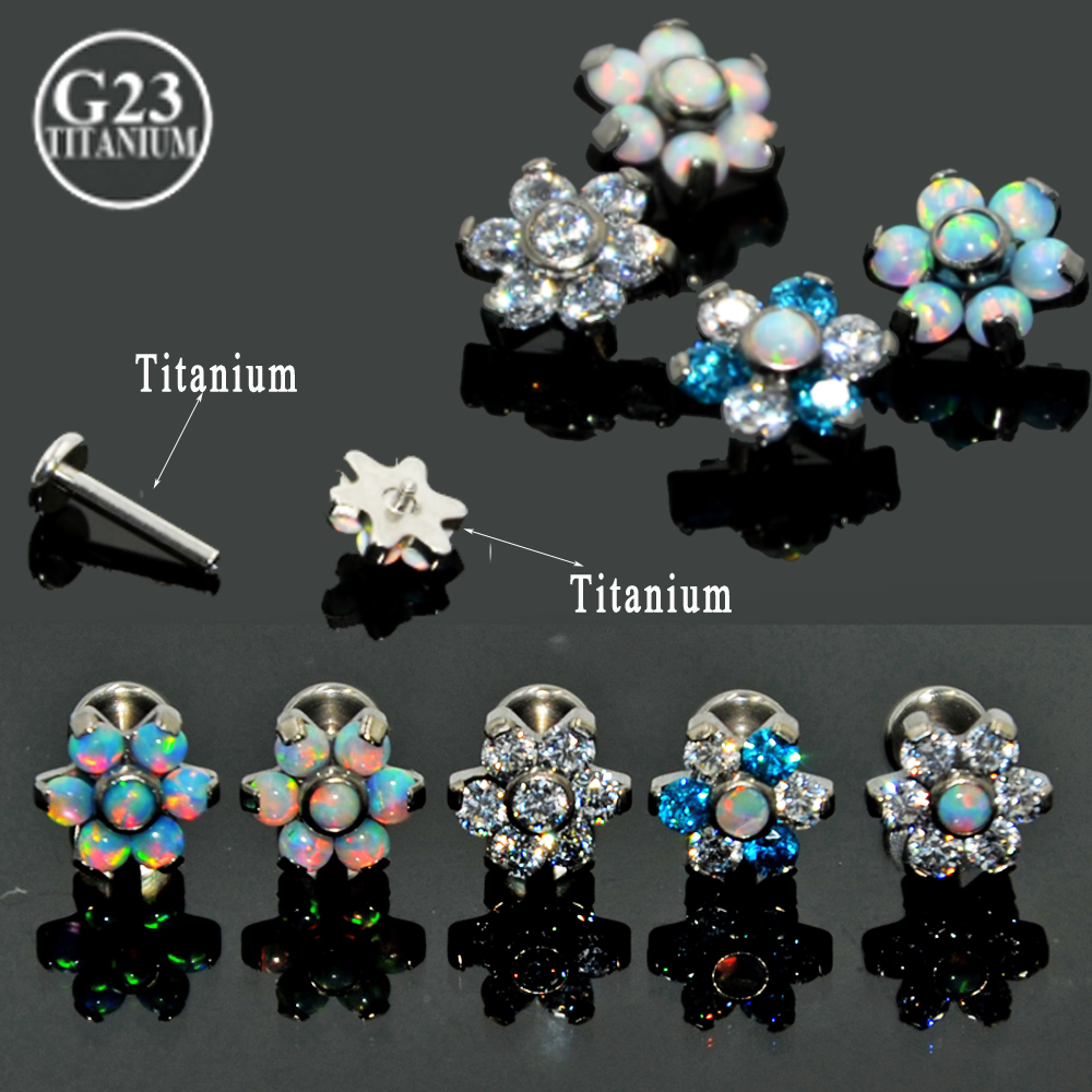 

Navel Bell Button Rings BOG10 Piece G23 Opal Gem Labret Lip Bar Ring Zircon Flower Ear Cartilage Tragus Helix Piercing Screw Fit Top 16g 230628