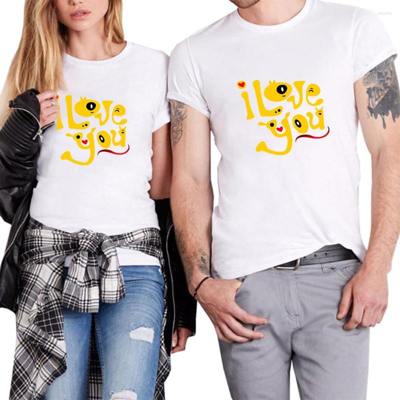 

Men's T Shirts Couple T-shirt I Love You Print Lovers Casual Short Sleeve Tees Clothes Summer Men Women Oversized Tops, Black