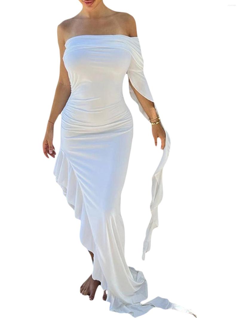 

Casual Dresses Ethereal Flutter Sleeve With High Side Split And Draped Cowl Neckline - Elegant Body-Hugging Y2K Style, P- black
