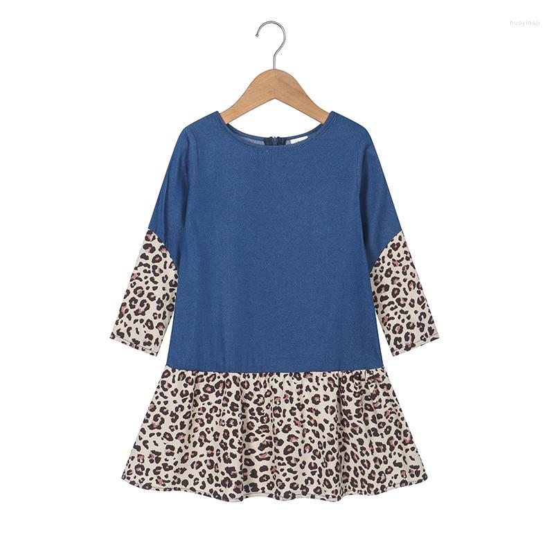 

Girl Dresses Toddler Kids Girls Leopard Prints Long Sleeves Beach Dress Princess Clothes Vintage Easter Drop Waist, Blue