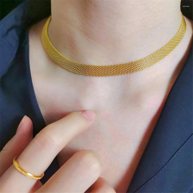 

Chains Simple Design Waterproof Stainless Steel Gold Plated Mesh Chain Necklace For Summer Vacation Gift